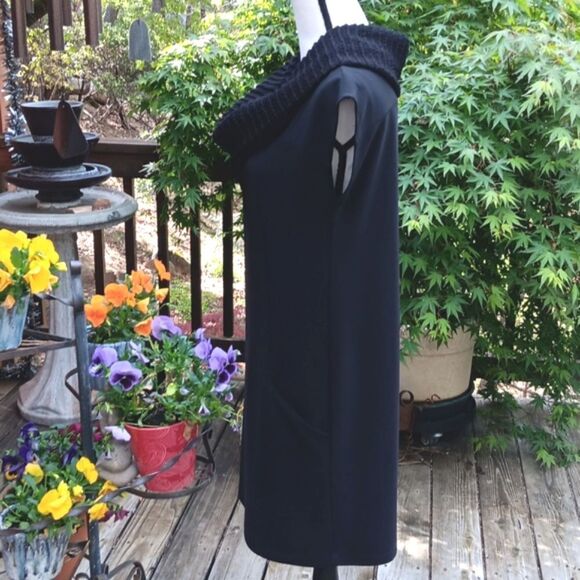 Joseph Ribkoff Black Dress With Sweater Cowl Collar - Picture 6 of 11